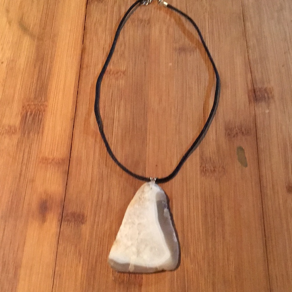 Ancient agate handcrafted necklace on 18” cord.